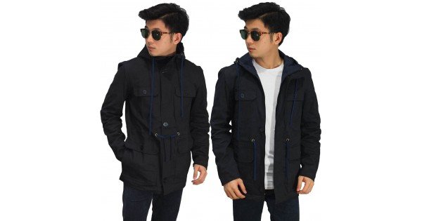  Jaket  Parka Cool  In Canvas Black Jaket  Pria 