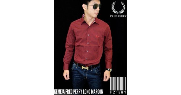  Kemeja  Pria  Kemeja  Fred  Perry  Maroon