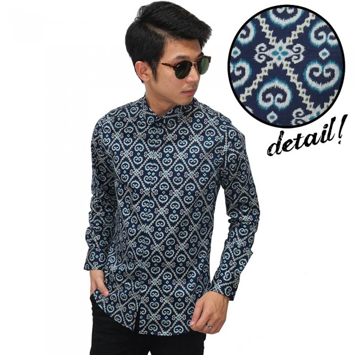  Kemeja  Batik Ikat  Modern Navy