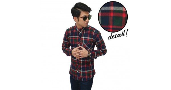 Kemeja Flannel  Tartan  Hunter Navy Green