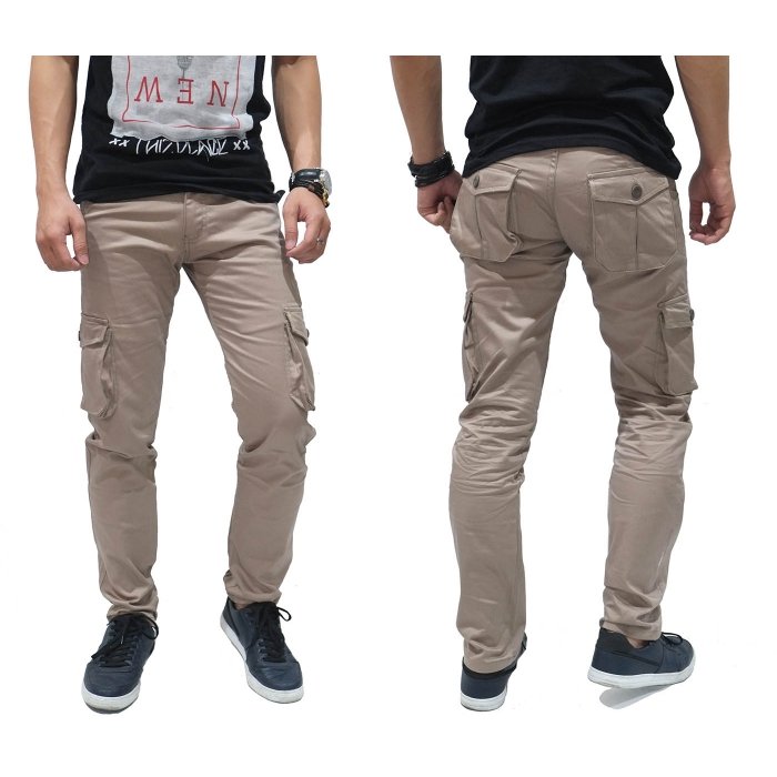  Celana  Panjang  Chino Cargo  Khaki