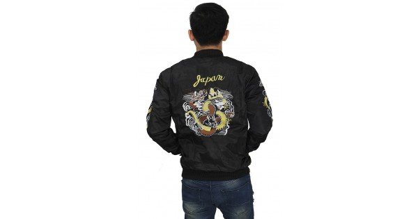  Jaket  Bomber  Sukajan Japan Dragon  Black