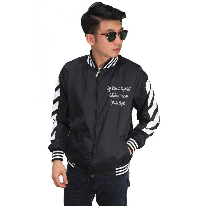  Jaket  Bomber Off  White  Diag Black Jaket  Pria