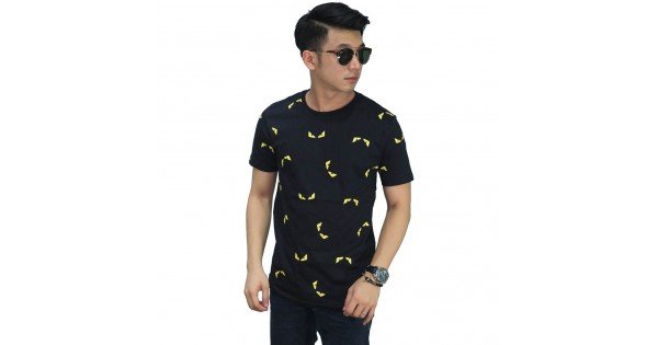 Kaos Fendi  Monster Pattern Black Kaos Pria