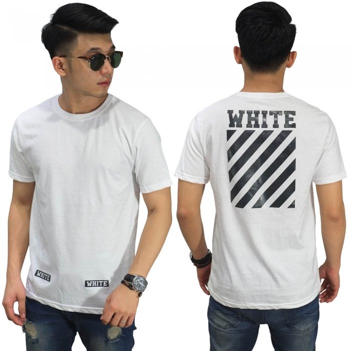 Kaos Off White Diag White - Kaos Pria