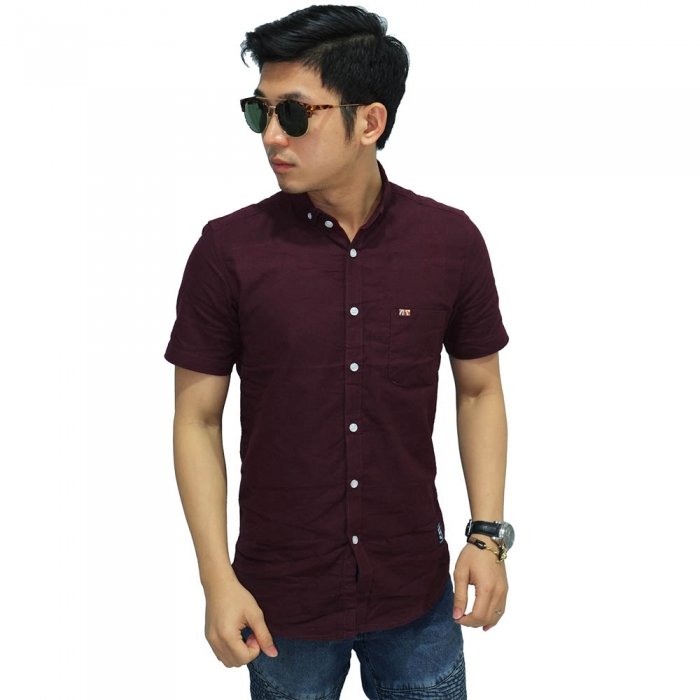 Kemeja Pendek Executive Plain Maroon Kemeja Batik Pria 