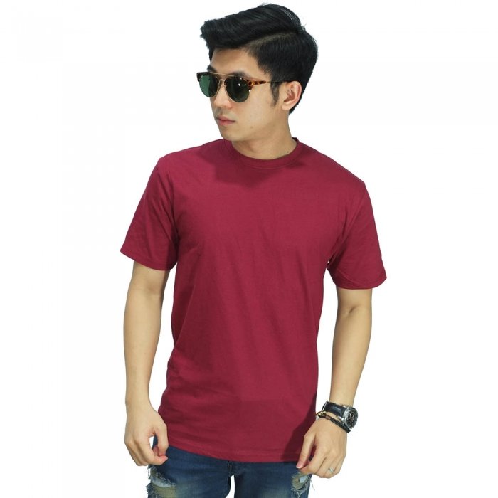  Kaos  Polos Pendek O Neck Maroon Kaos  Pria 