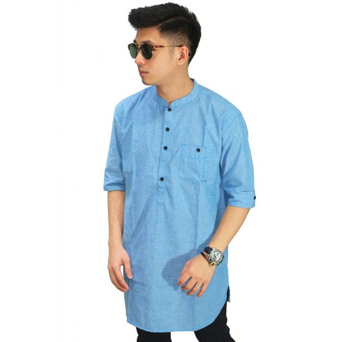  Baju  Koko  Kurta  Gamis 3 4 Soft Blue Baju  Muslim Pakistan