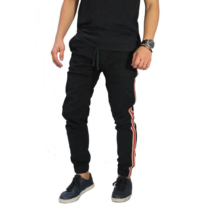  Celana  Jogger  Chino Side Stripe  Black Celana  Pria 