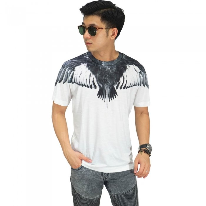 Kaos Printing Monochrome Eagle Wings Kaos Pria 