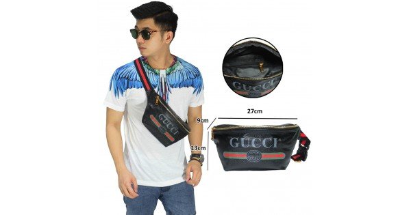 Belt Bag Gucci Leather Black Tas  Pria 