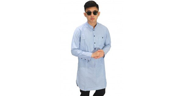  Baju Muslim Kurta  Gamis Basic Soft Blue Baju  Muslim 