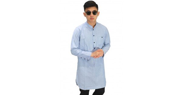  Baju  Muslim Kurta  Gamis  Basic Soft Blue Baju  Muslim