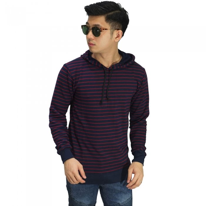  Jaket  Jumper Hoodie  Stripe Maroon Navy Sweater  Pria