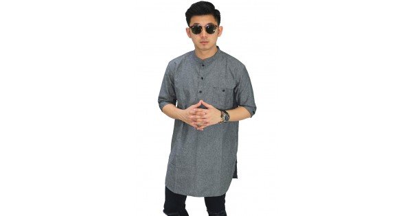 Baju Koko Kurta Gamis 3/4 Dark Grey - Baju Muslim Pakistan