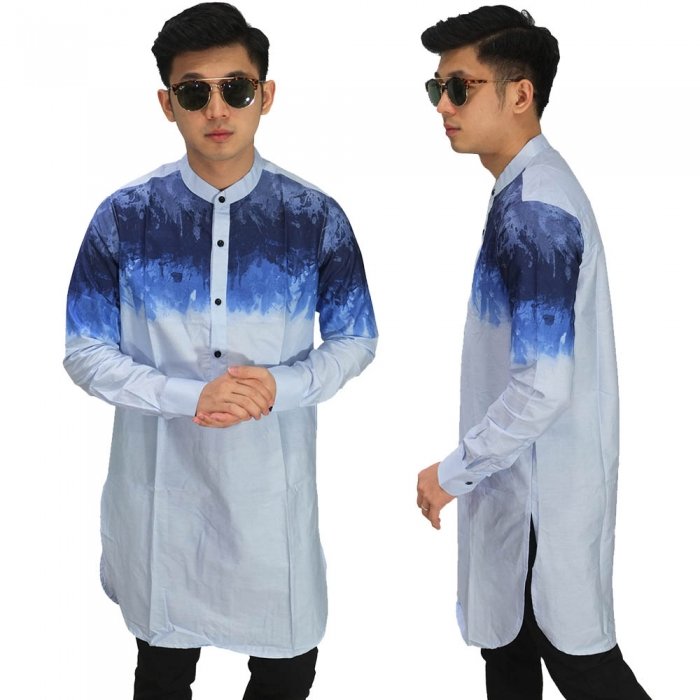  Baju Muslim Kurta  Gamis Gradation Soft Blue Baju  Muslim 
