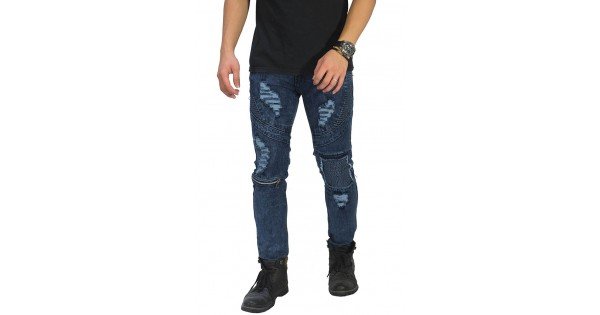  Biker  Jeans  Extra Ripped Dark Blue Celana  Jeans 