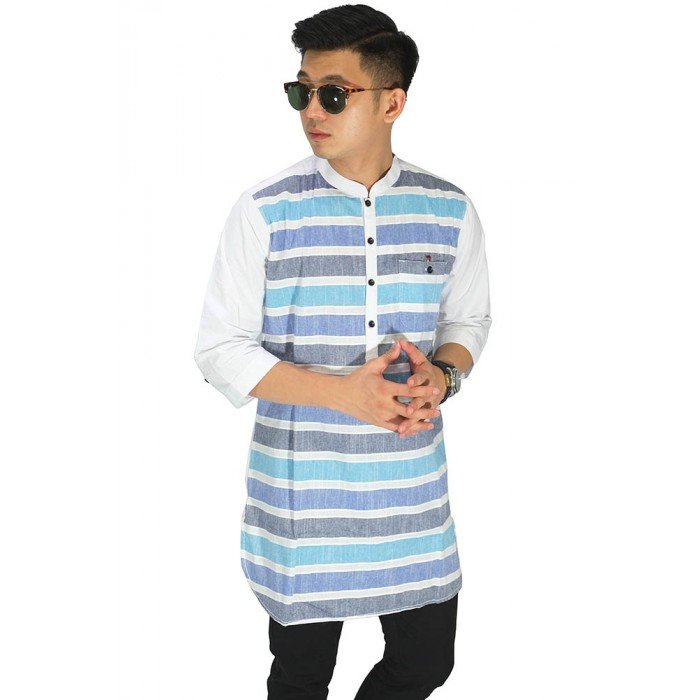  Baju Muslim Kurta  Gamis 3 4 Stripe Baju  Muslim 