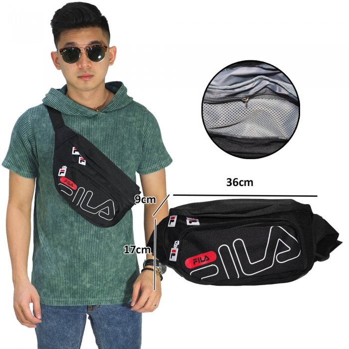 Waist Bag Fila  Blocking Hipsack Black Tas Pria 