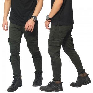 Biker Jeans Cargo Maskulin Dark Green