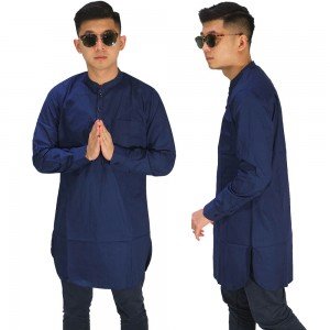  Baju  Muslim  Kurta Gamis  Panjang  Polos Dongker Baju  Muslim 