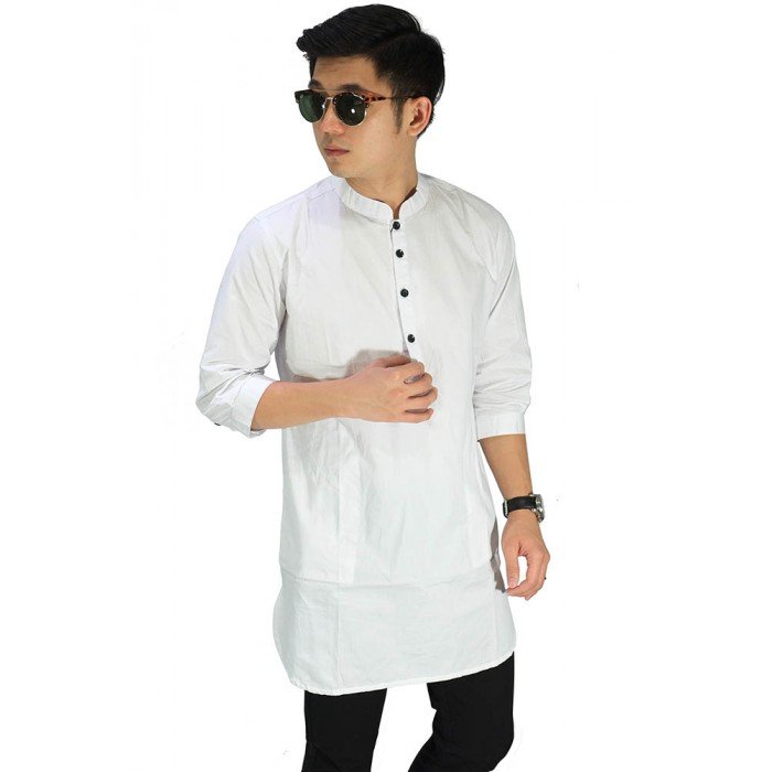  Baju Muslim Kurta Gamis 3 4 Polos Putih Baju Muslim 