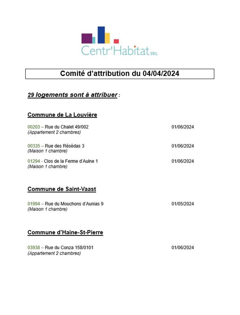 29 logements attribués