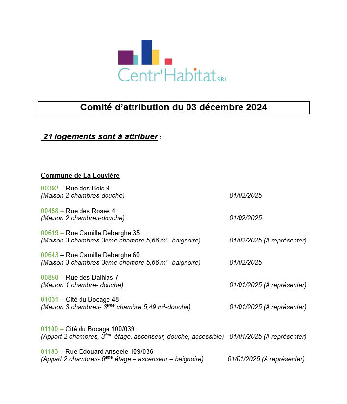 Attributions décembre 2024
