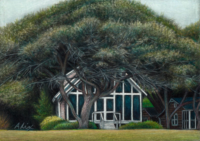 House&Tree, a realistic colored pencil drawing by Alix Fuerst