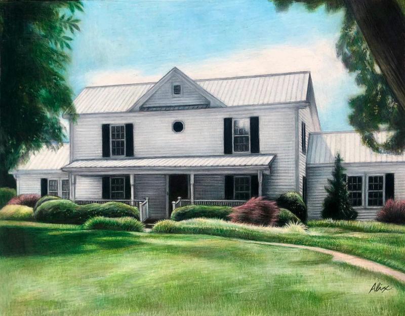 housedrawing, a realistic colored pencil drawing by Alix Fuerst
