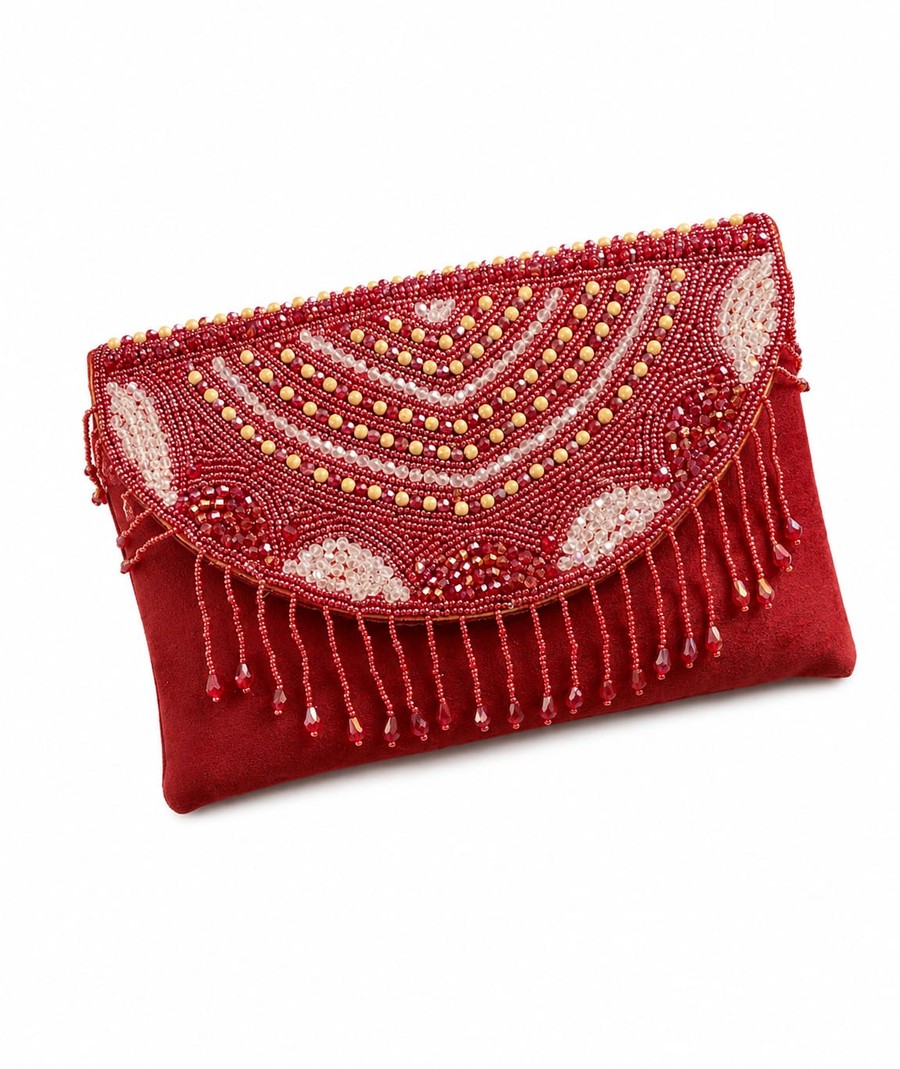 Crimson Heritage Fringe Clutch