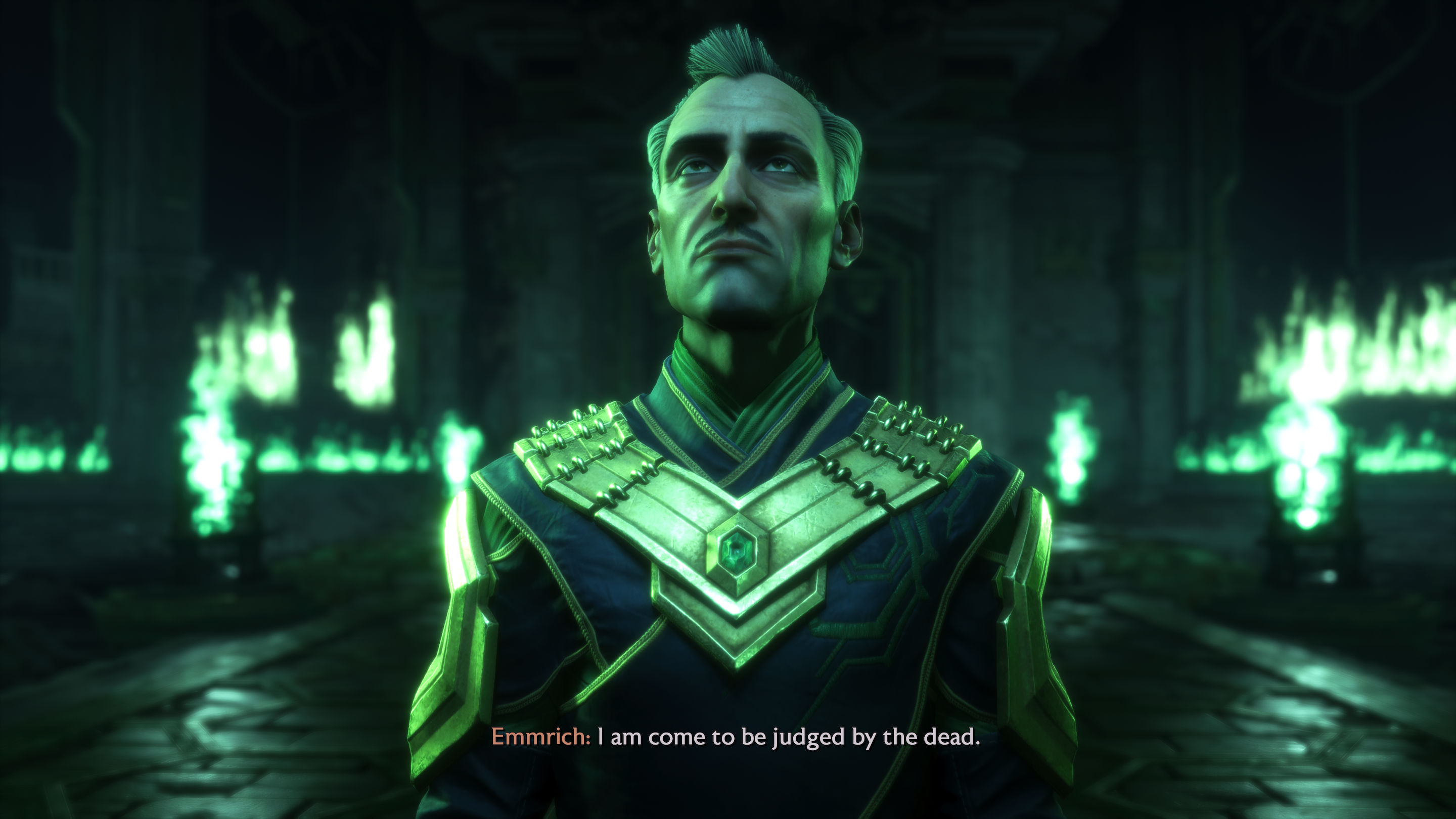a middle aged white man with a thin mustache in a glowing hall