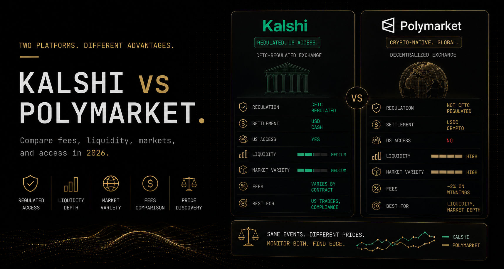 Kalshi vs Polymarket: Fees, Liquidity, Markets, and Who Should Trade Where
