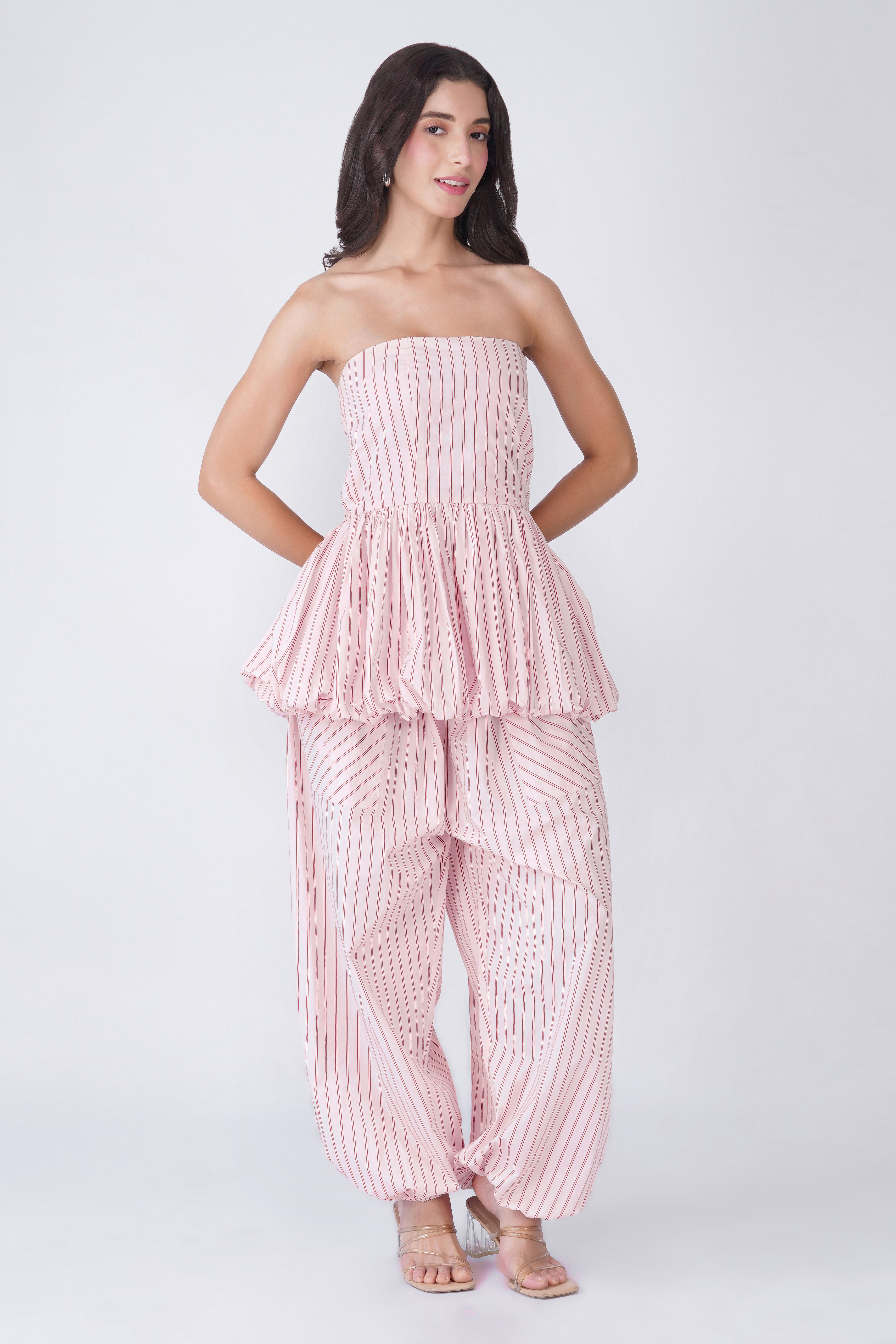 Cotton Stripe Cofartable Baloon Coord Set