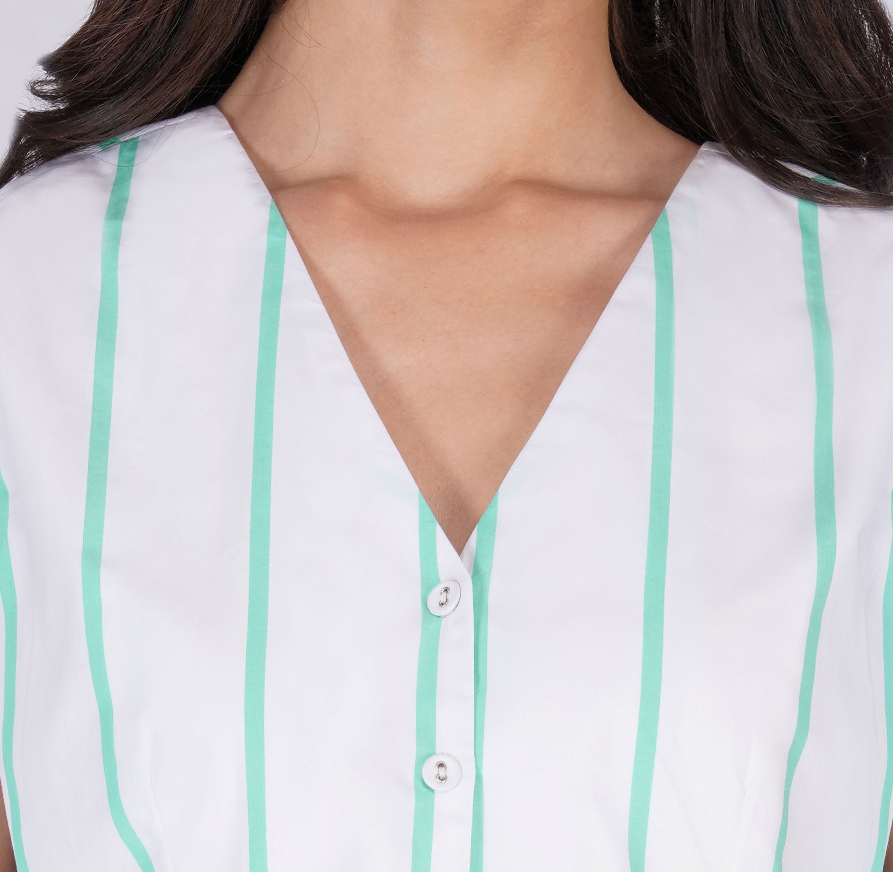 Cotton Skirt With Vest Top Green Stripe