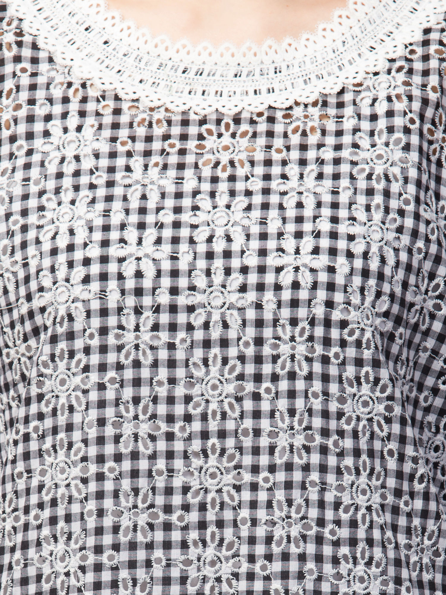 Women’s Grey Printed Straight Coord Set with Lace Detailing