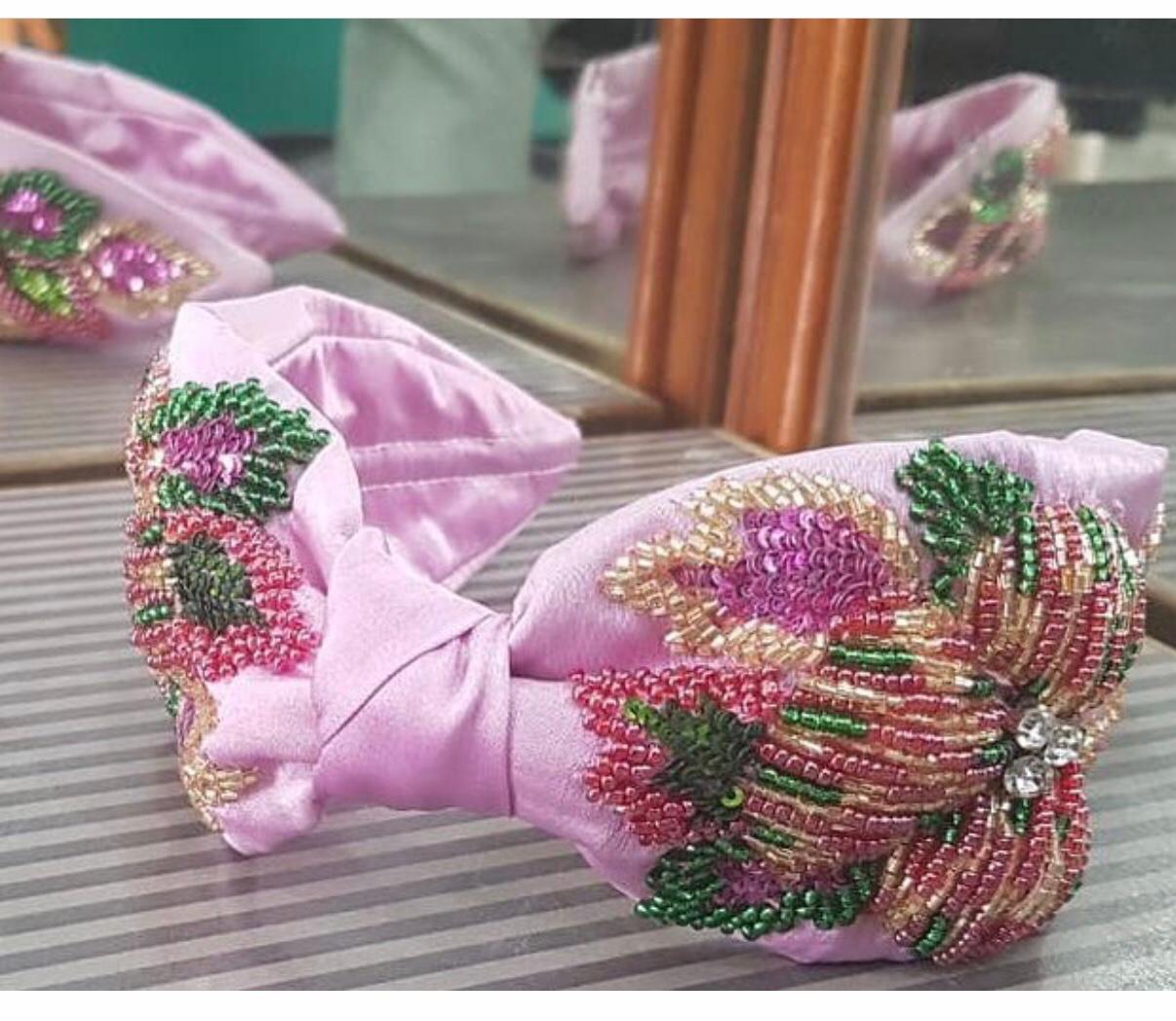 Women's multiple colour Floral Embroidery Hair Band