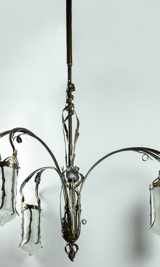 Gas Art Nouveau chandelier, Austrian work