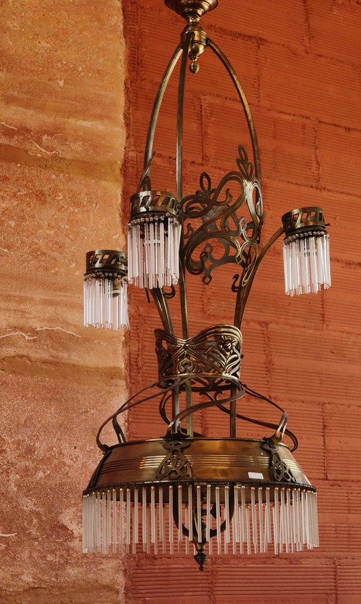 Art Nouveau electricity and gas Chandelier