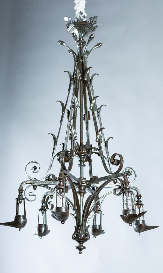 Oil lamps wrought iron silver chandelier