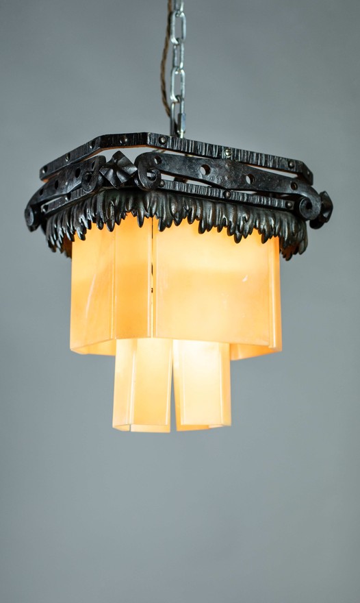 Pair of Art Deco ceiling chandeliers