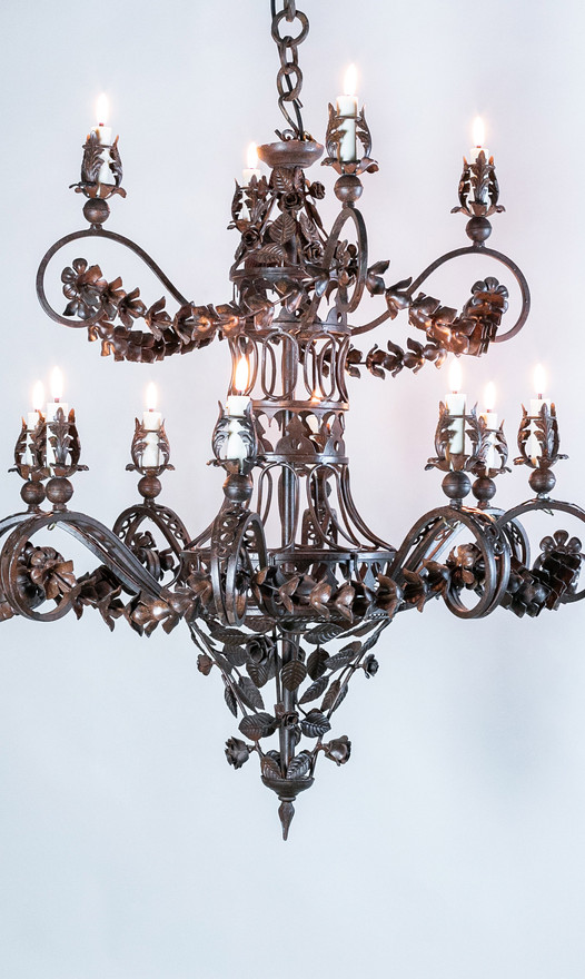 Lustre Baroque fer forgé feuillage