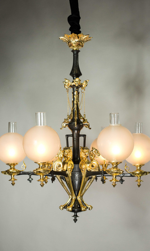 Gas Chandelier with Tiger heads