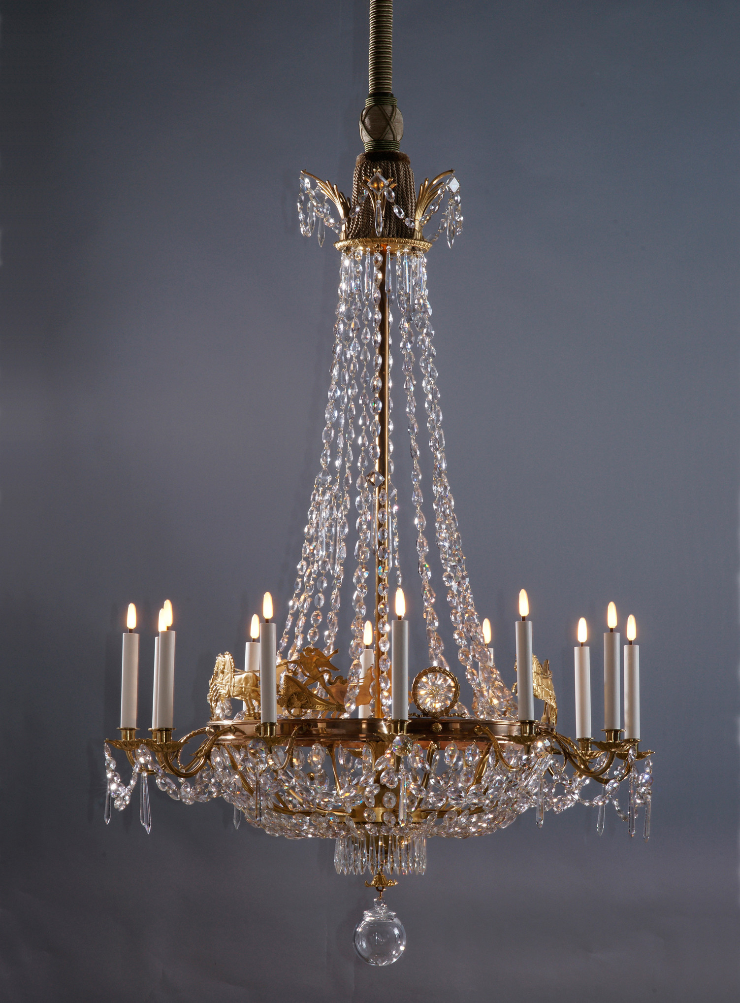 18th Century English Regency Crystal and Brass Chandelier