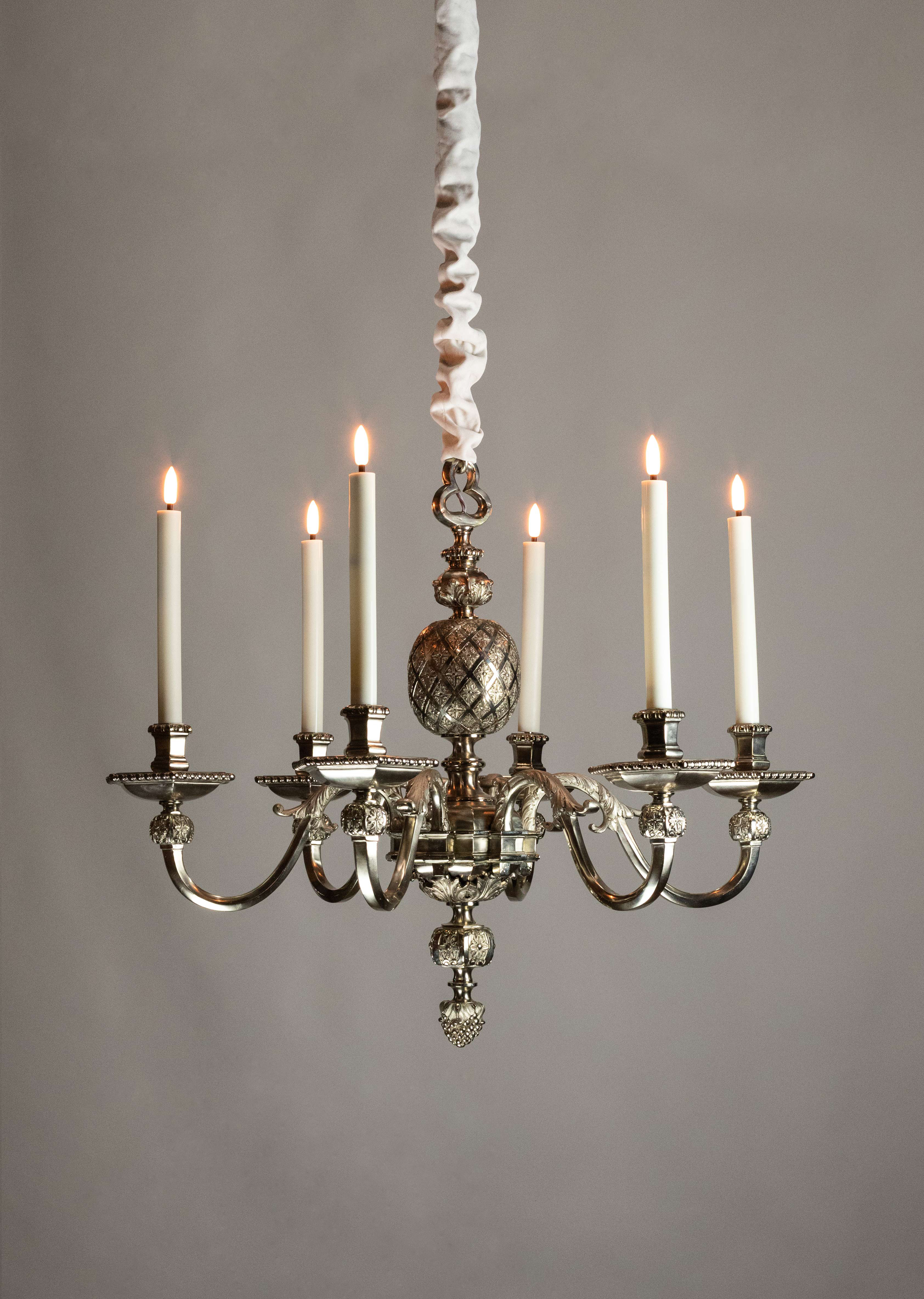 17th Century style six branch gilded-bronze 'Pineapple' Chandelier