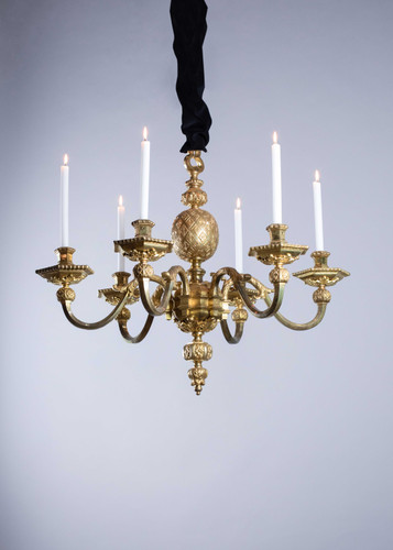 17th Century style six branch gilded-bronze 'Pineapple' Chandelier