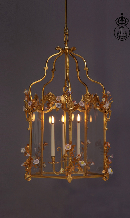 Versailles Pavillon Français Louis XV Lantern with Flowers