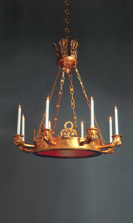 Empire Chandelier with Lions Heads
