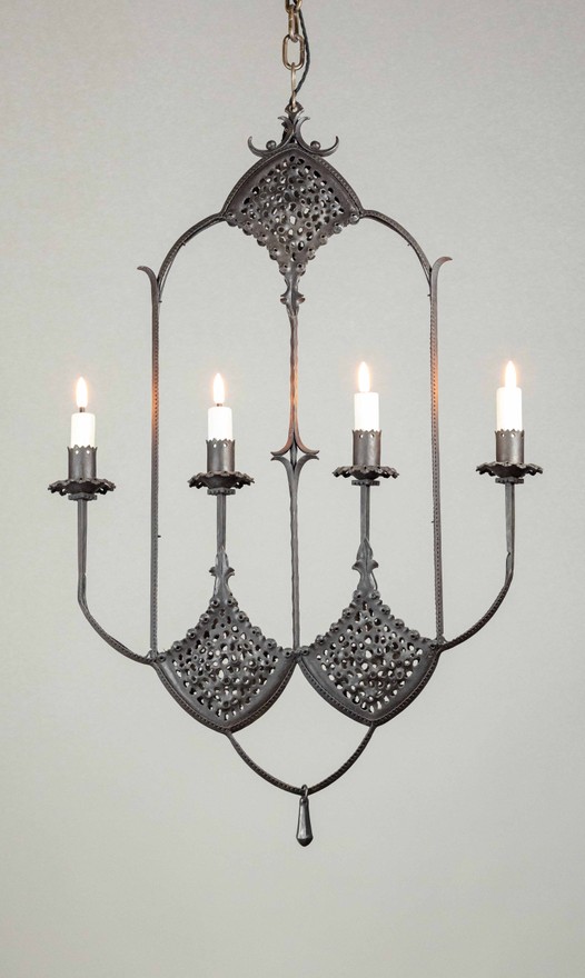 Mazzucotelli unusual flat chandelier