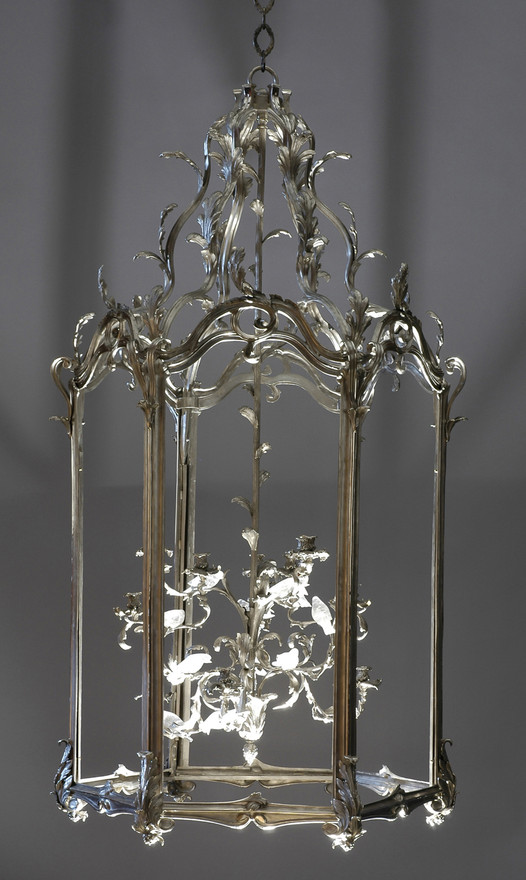Grand Louis XV Lantern with Rock Crystal Birds